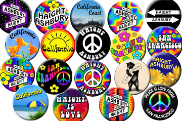California San Francisco Haight Ashbury Tourist Buttons