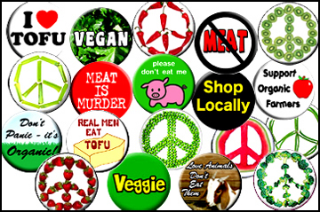 Veggie Vegan Vegetarian Organic Bulk Button Pack Assortment