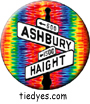Haight Ashbury Street Sign with Tie Dye Accordion Tire Track San Francisco Tourist Button Pin, Badge