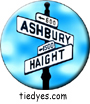 Haight Ashbury Street Sign with Blue Sky Background San Francisco Tourist Button Pin, Badge