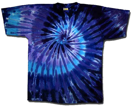 Tie Dyed Twilight Spiral Tee from Tara Thralls Designs' tiedyes.com