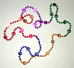 48" Multi-Colored Peace Sign Mardi Gras Bead Necklace from Tara Thralls' Designs