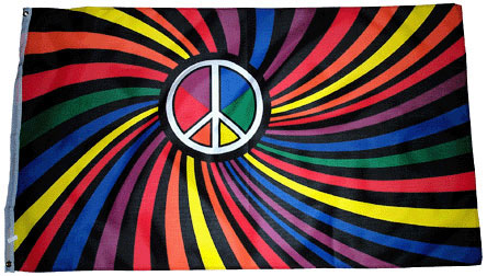  Rainbow/Black Peace Flag by Tiedyes.com